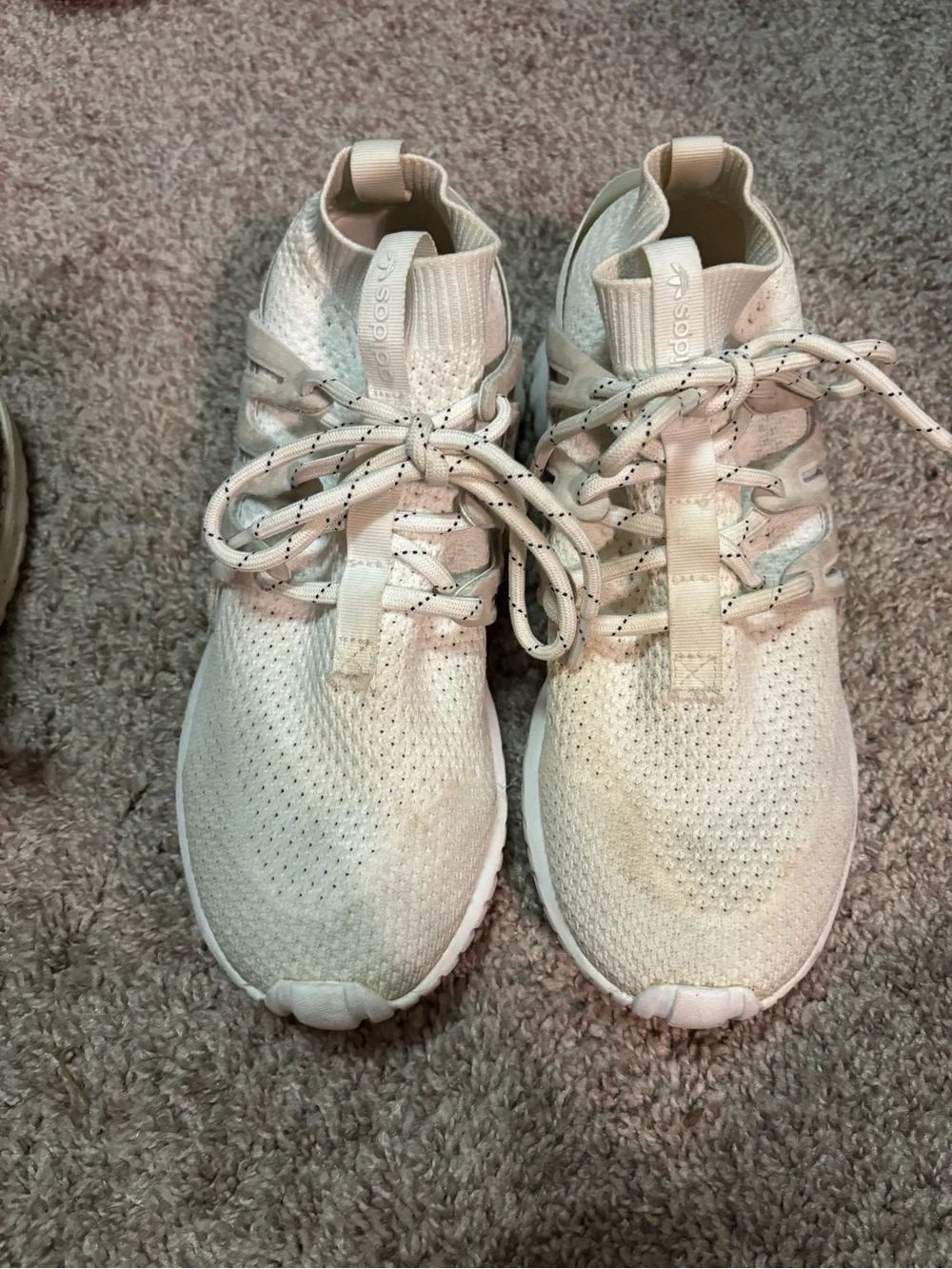 Adidas White Knit Athletic Sneakers